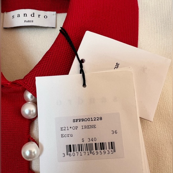 New with tags Sandro red white contrast tennis dress - Picture 3 of 5